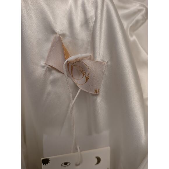 Gigi's June Satin Midi Dress White Cutout Swarovski Stone Bridal Wedding Bride - Picture 5 of 9